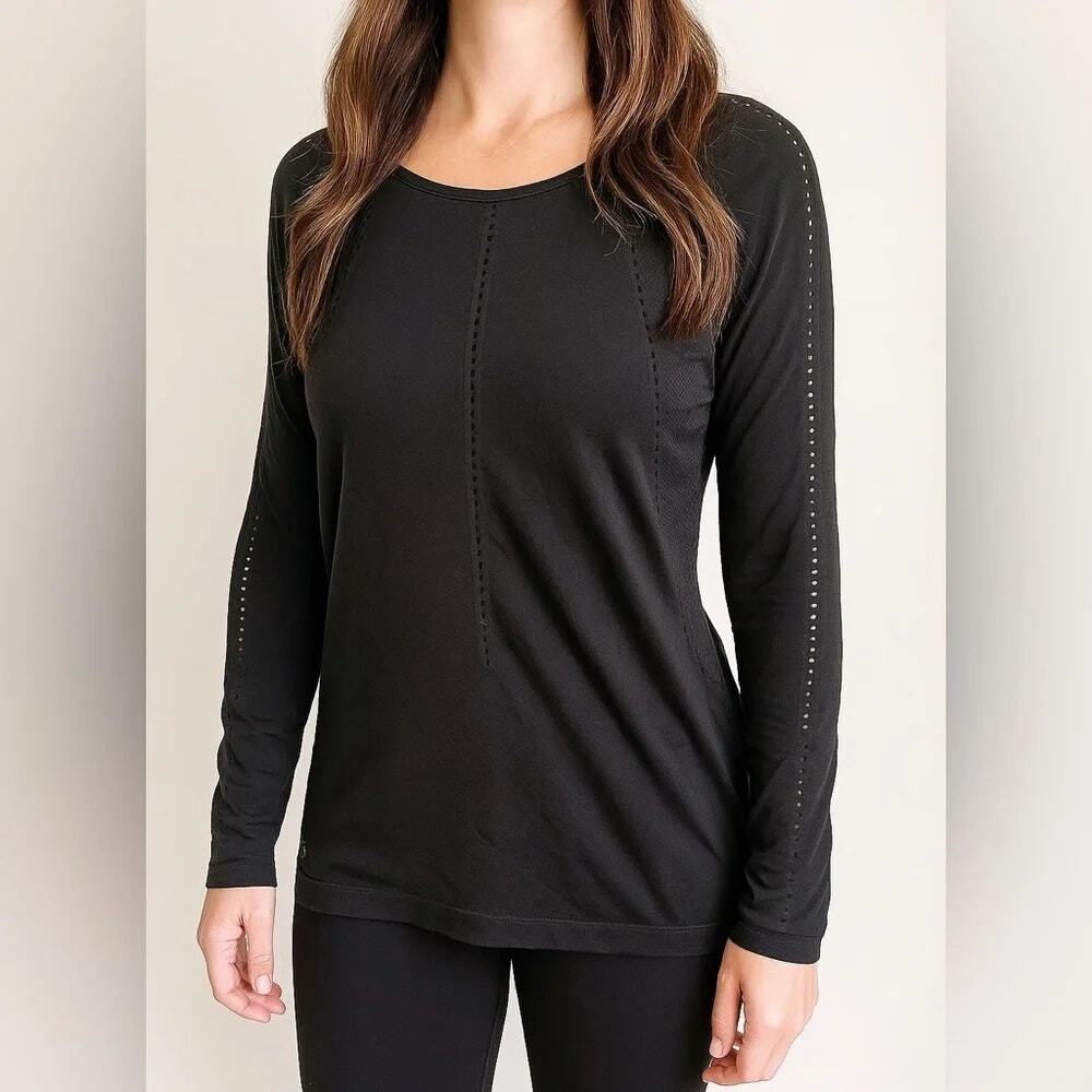 Athleta Black Foothill Seamless Long Sleeve Activewear Top Women's Size Medium
